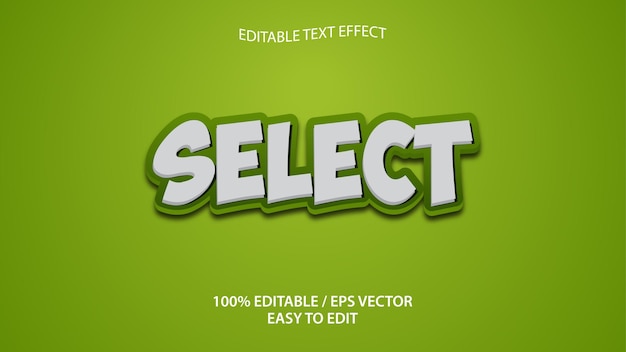 Seleccionar efecto de texto eps Vector Premium