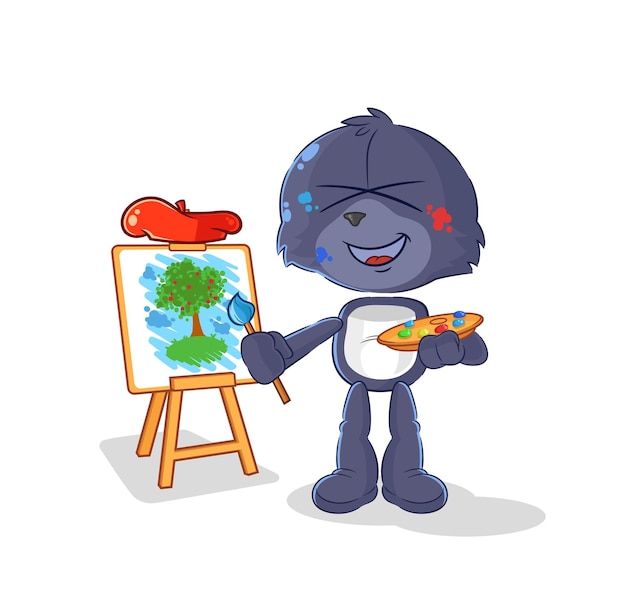 Sello artista mascota vector de dibujos animados
