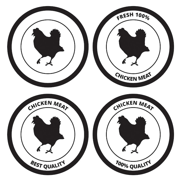 Sello de calidad de carne de pollo sobre un fondo blanco con espacio para la copia