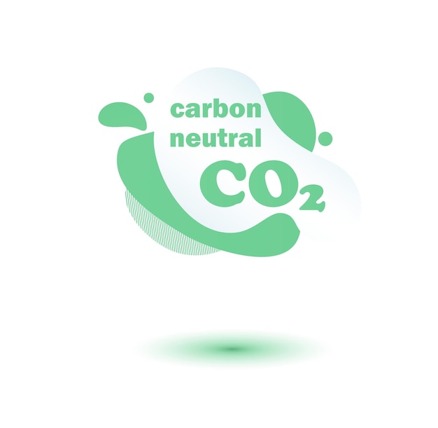 Vector sello de carbono neutro co2 stiker huella de dióxido de carbono neutro