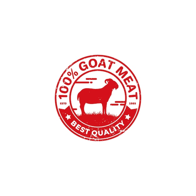 sello de carne de cabra estilo grunge para productos de carne de cabra procesados vector de negocios eps 10