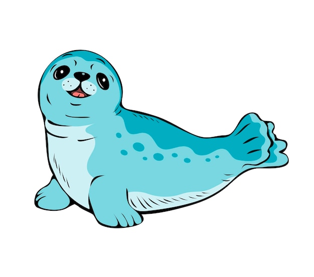 Sello de dibujos animados lindo aislado sobre fondo blanco