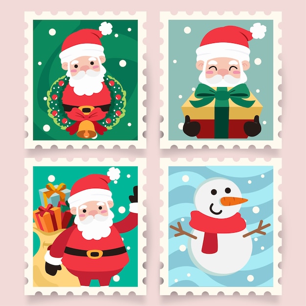 Sello de dibujos animados de Navidad con santa claus