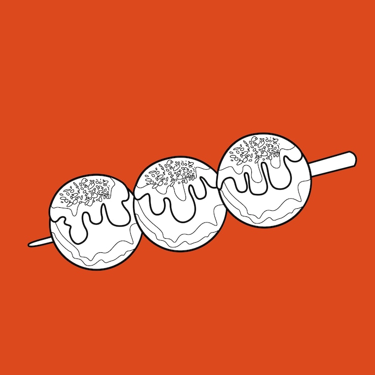 Vector sello digital de comida japonesa takoyaki