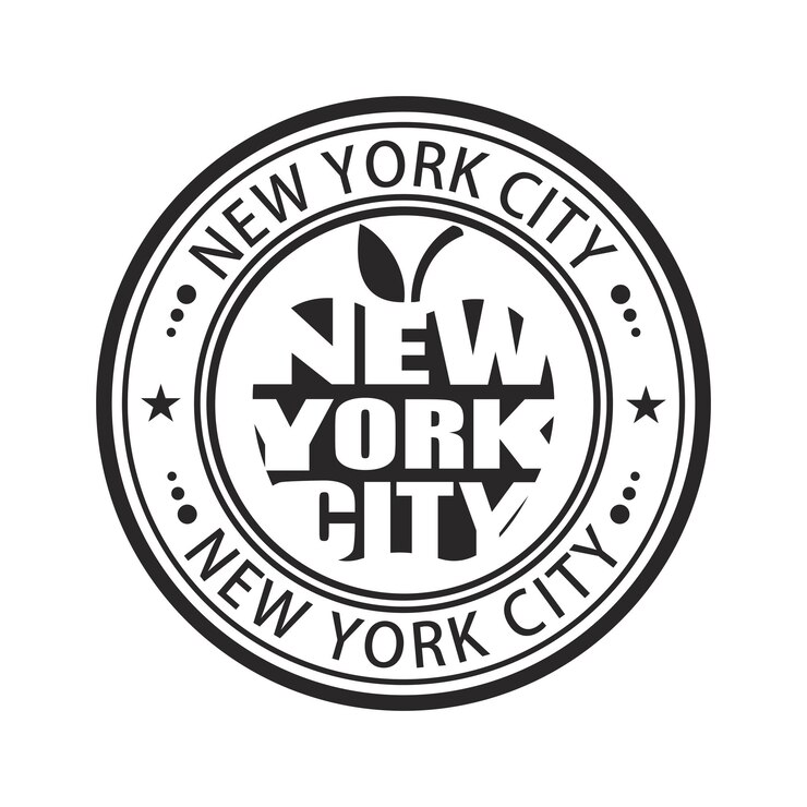 Vector sello de goma de nueva york con manzana dentro