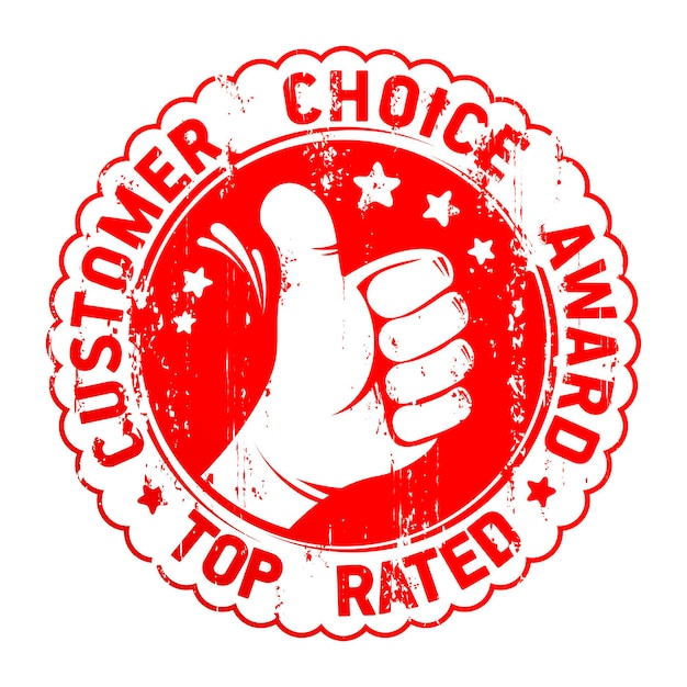Sello de goma del premio de elección del cliente.