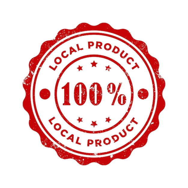 Sello grunge rojo local del producto plantilla de insignia de goma vintage del producto local icono vectorial aislado
