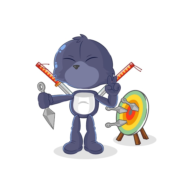 Sello ninja personaje de dibujos animados vector