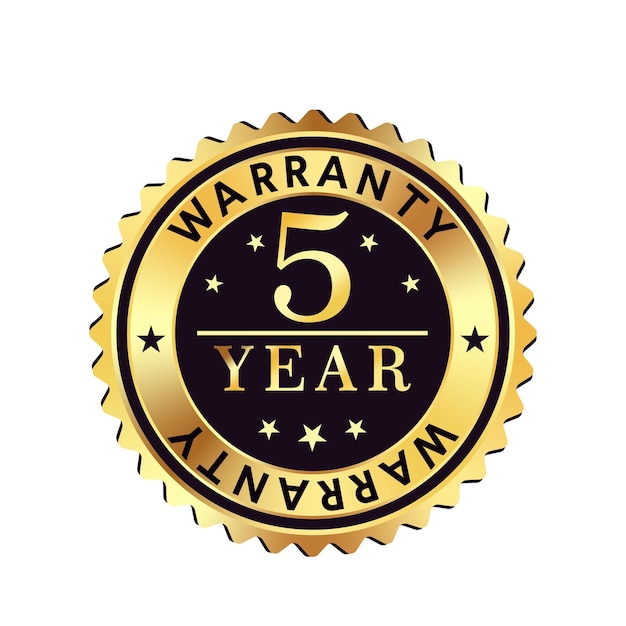 sello de oro de cinco años de garantía