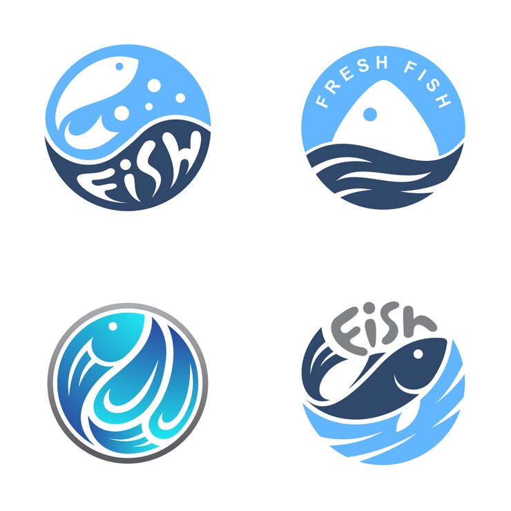 Vector sello de pescado / logotipo del emblema