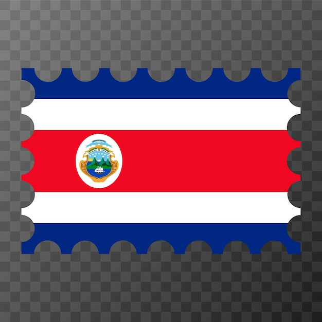 Sello postal con la bandera de Costa Rica ilustración vectorial