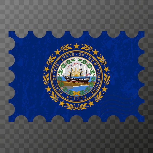 Sello postal con la bandera del grunge del estado de New Hampshire ilustración vectorial