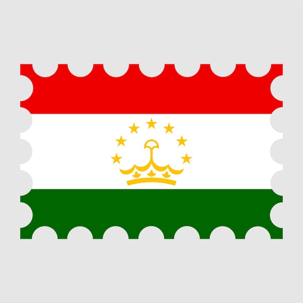 Sello postal con la bandera de Tayikistán ilustración vectorial