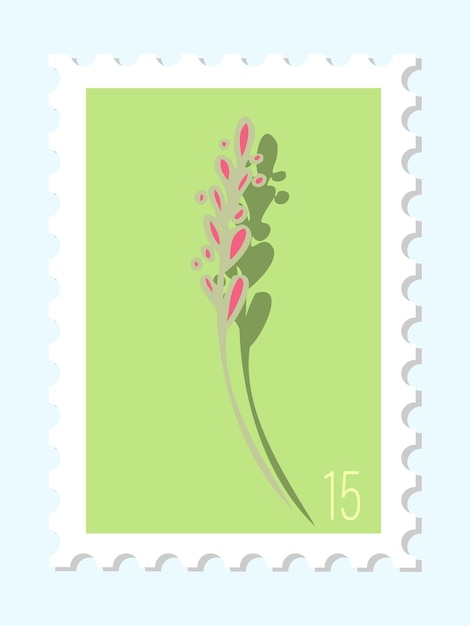 Vector sello postal dibujado a mano vectorial diseño aislado vectorial moderno de sello postal ilustración vectorial de flores rosas con hojas sello postal oficina de correos y oficina de correos