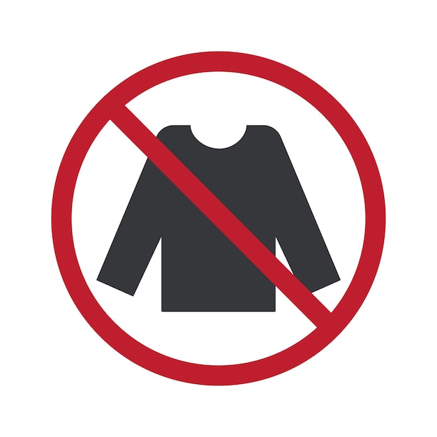 Sello de prohibición aislado que indica que las camisas de manga larga no están permitidas específicamente para identificyi