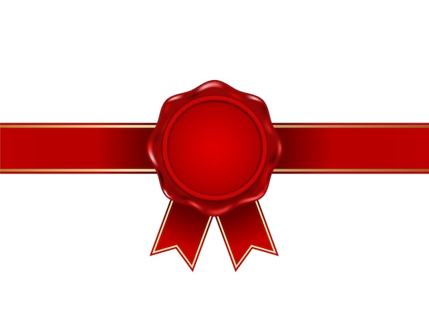 Vector sello de sello de cera roja con cinta