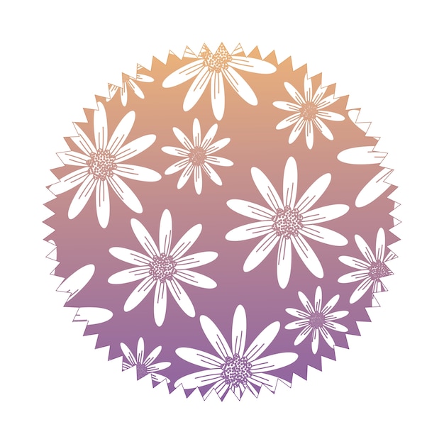 Vector sello de sello con diseño floral, diseño colorido