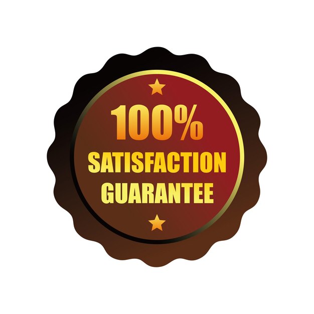 Sello de servicio de etiqueta de garantía de satisfacción, signo y símbolo