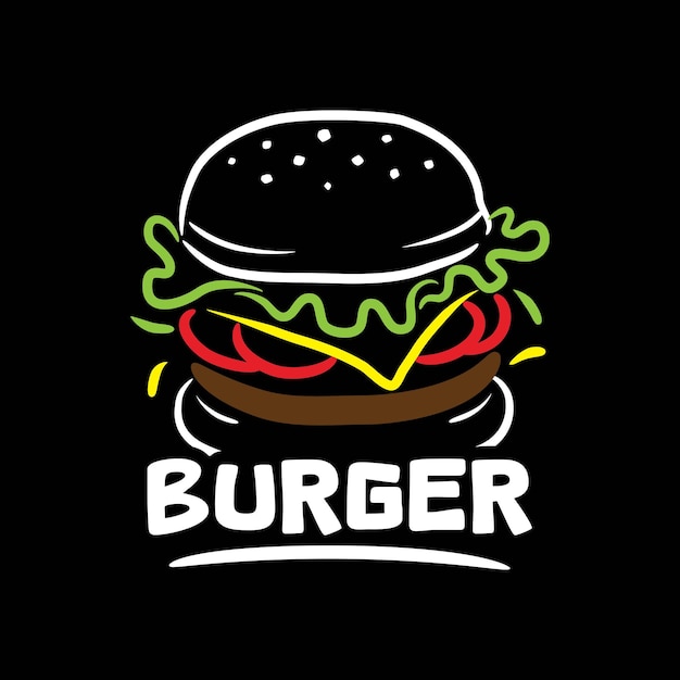 Sello de silueta simple de diseño de logotipo de hamburguesa