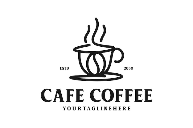 Sello de la taza de café para el diseño del logotipo de la etiqueta del emblema de la etiqueta del café