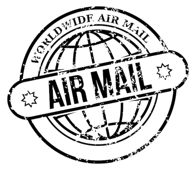 Vector sello de textura grunge de etiqueta de correo aéreo mundial