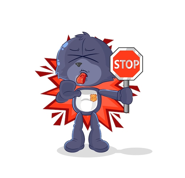 Sello con vector de mascota de dibujos animados de señal de stop
