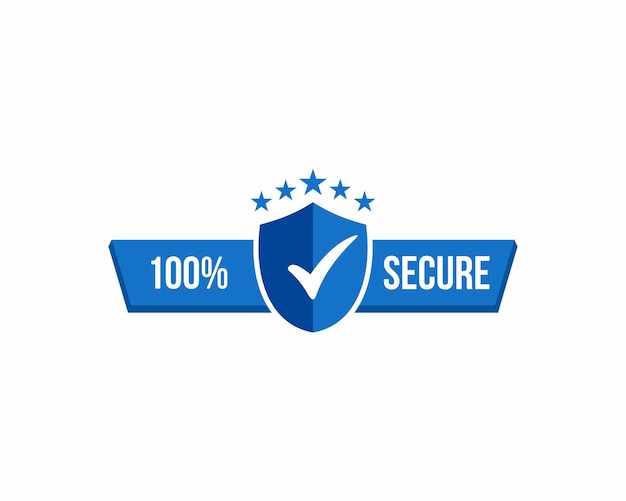 Sello de vector de protección segura 100% sobre fondo blanco
