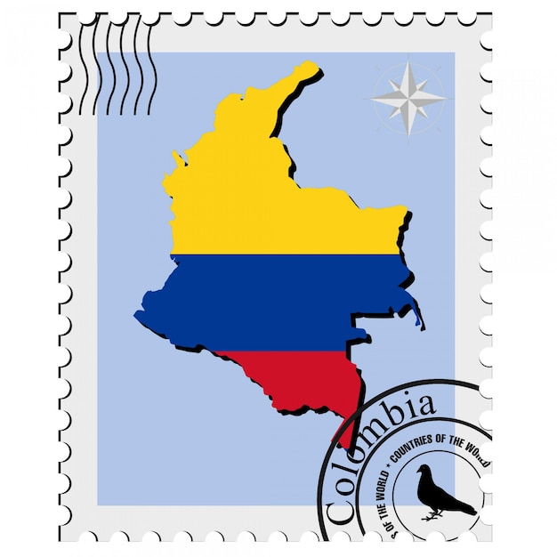 Sello vectorial con los mapas de imagen de colombia.