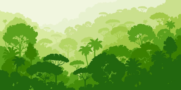 Vector selva bosque silueta tropical vector paisaje