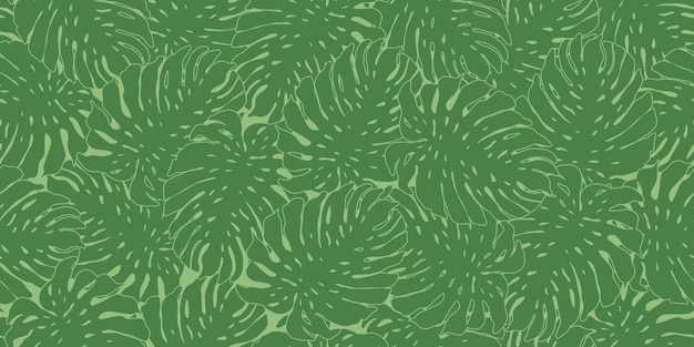 La selva verde deja un patrón sin fisuras. Patrón tropical, hojas de palma monstera sin costuras. Fondo floral. Telón de fondo de plantas exóticas hawaianas. Diseño para tela, textil, superficie, envoltura, cubierta.