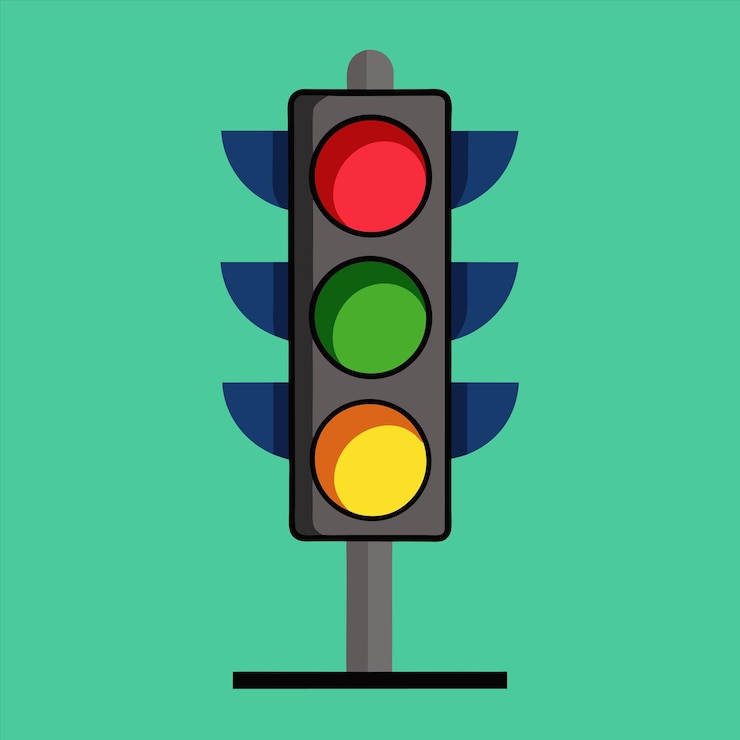 Vector un semáforo con un fondo verde que dice luces de parada
