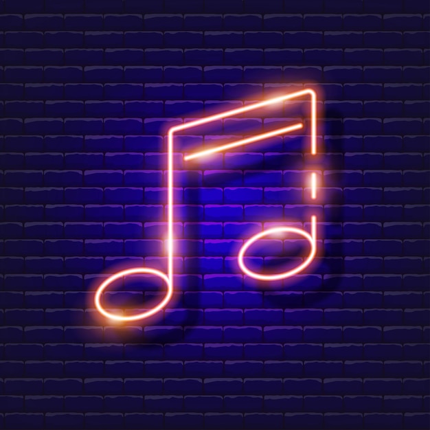 Semicorcheas icono de neón Música signo brillante Concepto de música Ilustración vectorial para estudio de grabación de sonido diseño carteles publicitarios estudio vocal