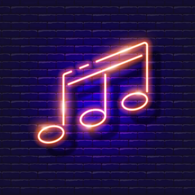 Semicorcheas icono de neón Música signo brillante Concepto de música Ilustración vectorial para estudio de grabación de sonido diseño carteles publicitarios estudio vocal
