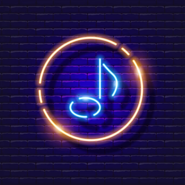 Semicorcheas icono de neón Música signo brillante Concepto de música Ilustración vectorial para estudio de grabación de sonido diseño carteles publicitarios estudio vocal