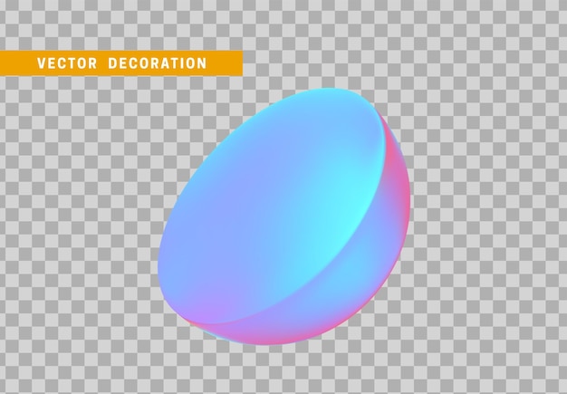 Semiesfera aislada con gradiente de color de camaleón de holograma colorido. forma geométrica de objetos 3d. ilustración vectorial