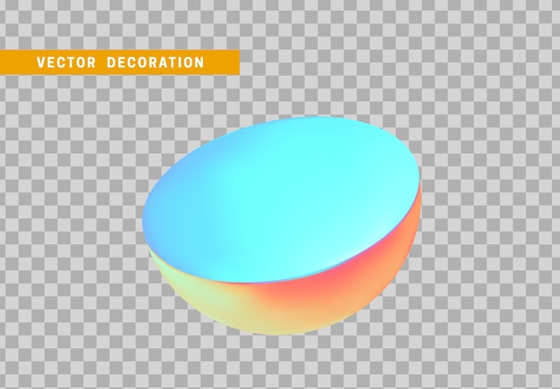 Semiesfera aislada con gradiente de color de camaleón de holograma colorido. forma geométrica de objetos 3d. ilustración vectorial