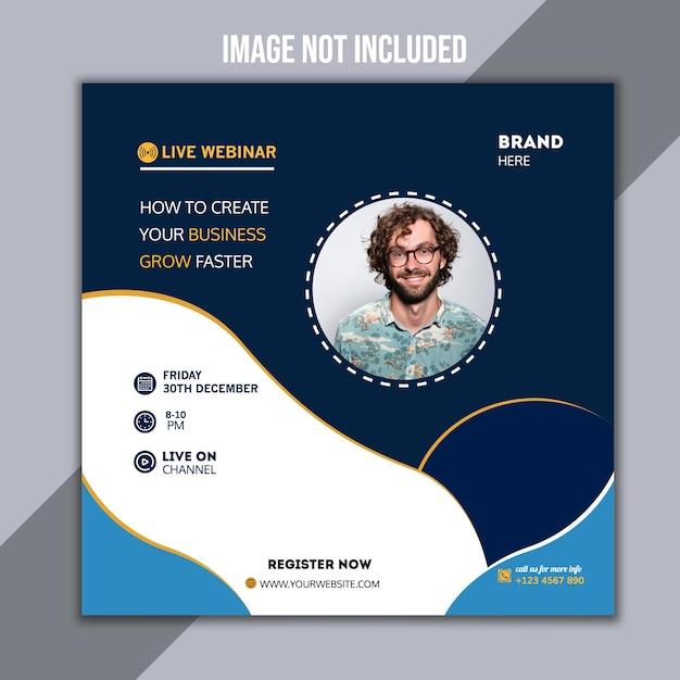 Seminario web en vivo de negocios y plantilla de publicación de redes sociales corporativas