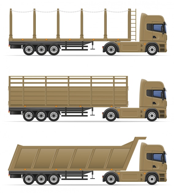 Semirremolque de camión para transporte de mercancías ilustración vectorial