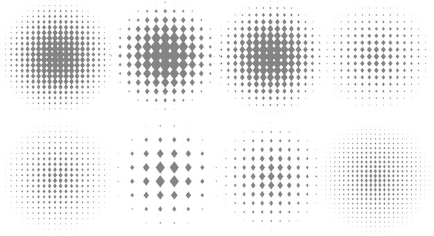 Semitono círculo formas fondo diseño vector conjunto de ocho