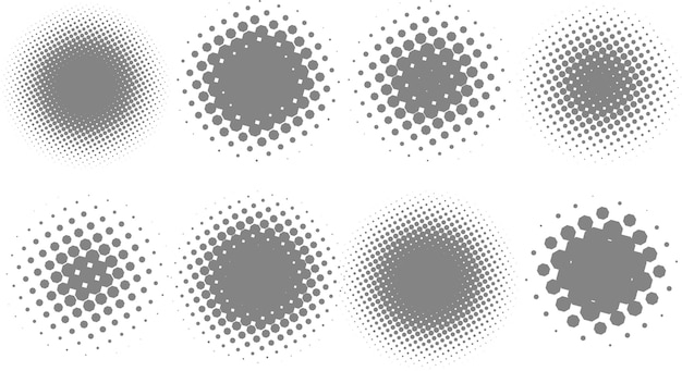 Semitono círculo formas fondo diseño vector conjunto de ocho