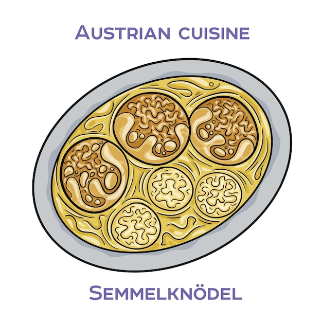 Vector semmelknodel es un plato tradicional bávaro hecho de panes rancios, cebollas, huevos y leche