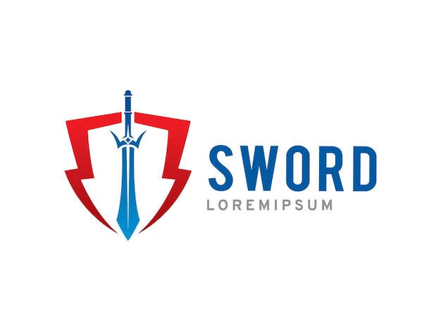 Semplaza de símbolo o icono del logotipo de la espada y el escudo