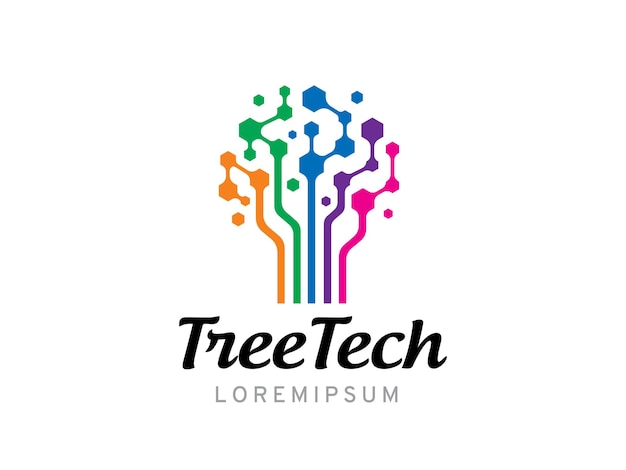 Semplaza de símbolo o icono del logotipo de la tecnología del árbol