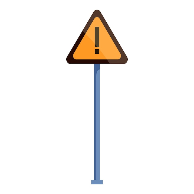 Señal de advertencia de carretera de triángulo amarillo con signo de exclamación en un poste de metal
