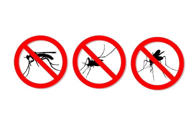 Señal de advertencia sin diseño de vector de mosquitos