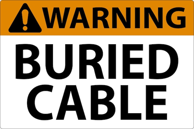 Señal de advertencia enterrado cable en fondo blanco
