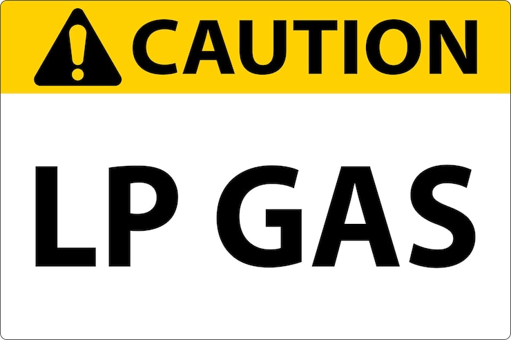 Vector señal de advertencia de gas lp en fondo blanco
