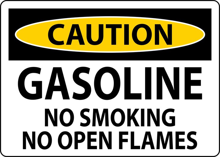 Vector señal de advertencia de gasolina no se puede fumar no se pueden abrir llamas