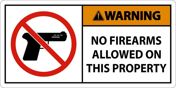 Vector señal de advertencia no se permiten armas de fuego en esta propiedad