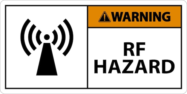 Señal de advertencia de peligro de radiofrecuencia en fondo blanco